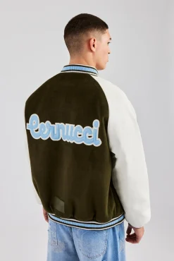 CLO-TOP-OUT Oversized CN Applique Bomber Jacket - Green