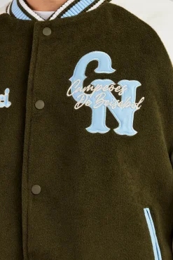 CLO-TOP-OUT Oversized CN Applique Bomber Jacket - Green
