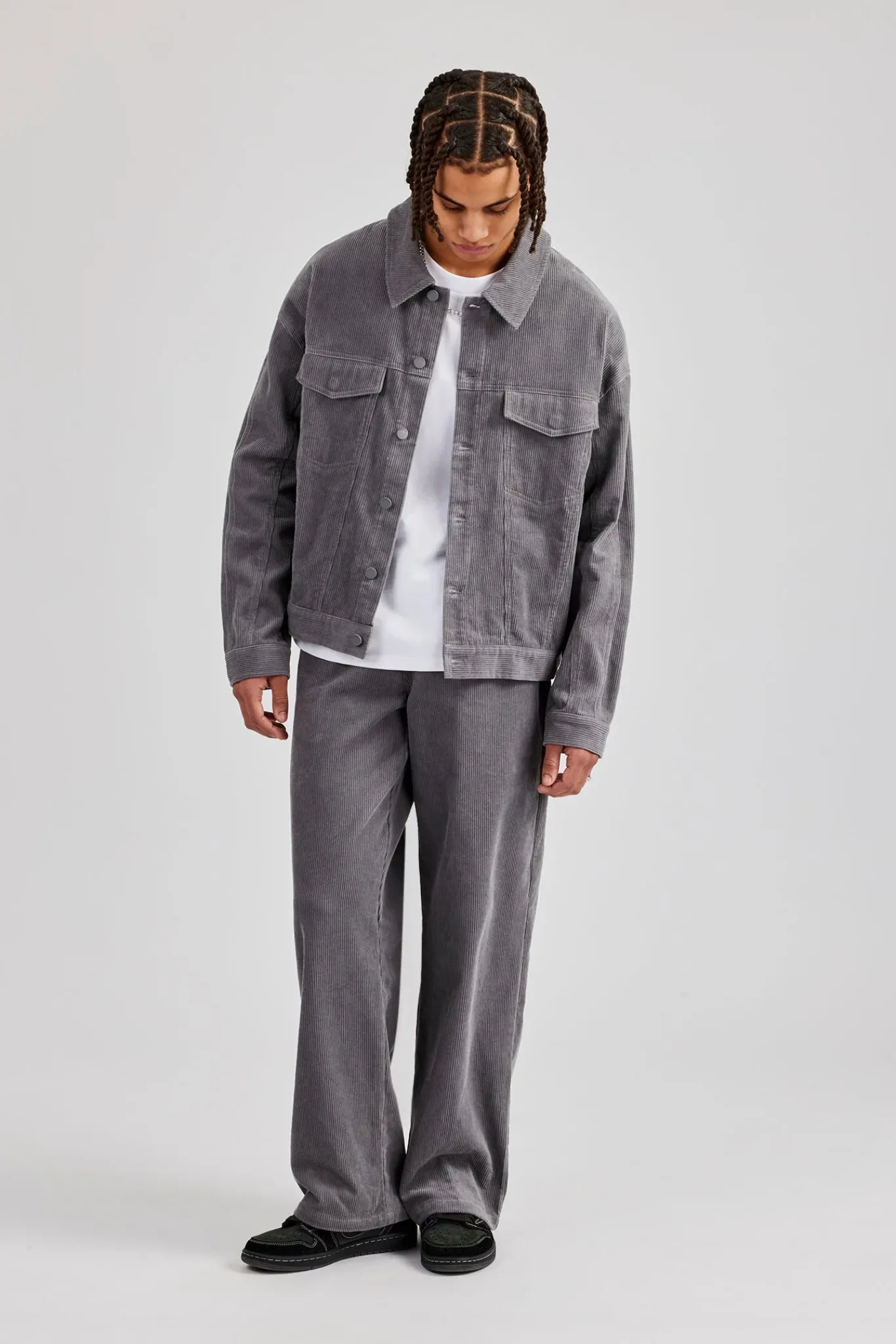 CLO-TOP-OUT Oversized Cord Jacket - Grey