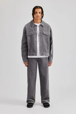 CLO-SET Oversized Cord Jacket & Straight Leg Trouser - Grey