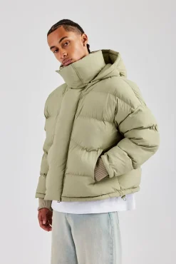 CLO-TOP-OUT Oversized Hooded Puffer Jacket - Sage