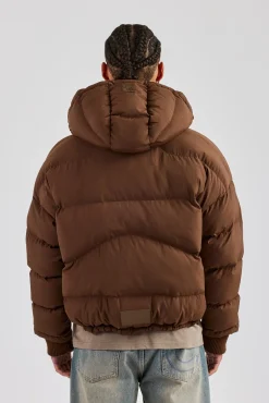 CLO-TOP-OUT Oversized Hooded Puffer Jacket - Brown