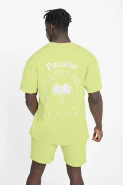 CLO-TOP-TEE Oversized Palm Paraiso T-Shirt - Lime