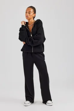 Women CLO-TOP-HS-HOOD Oversized Zip Hoodie - Black