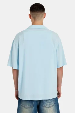 CLO-TOP-SHIR Palm Print Shirt - Light Blue