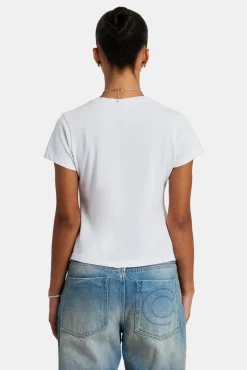 Women CLO-TOP-TEE Paraiso Palm Baby Tee - White