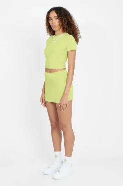 Women CLO-TOP-CROP Paraiso Short Sleeve Top - Lime