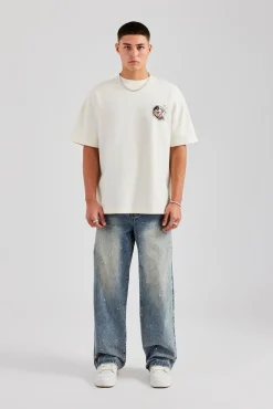 CLO-BOT-DEN Pearl Detail Baggy Jean- Antique Wash