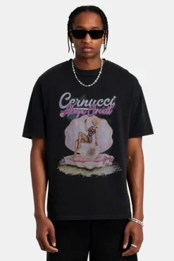 CLO-TOP-TEE Pearl Pin Up Girl Oversized T-Shirt - Vintage Wash