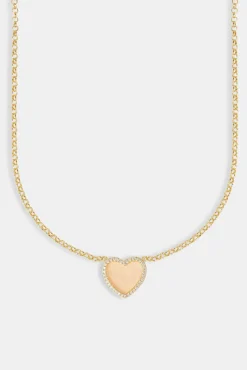 Women JWL-NECK Pink Agate Heart Necklace - Gold