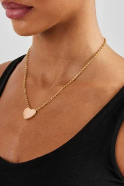 Women JWL-NECK Pink Agate Heart Necklace - Gold