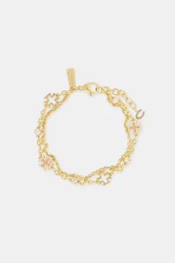 Women JWL-BRA Pink Agate Motif Double Layer Rolo Bracelet - 8mm