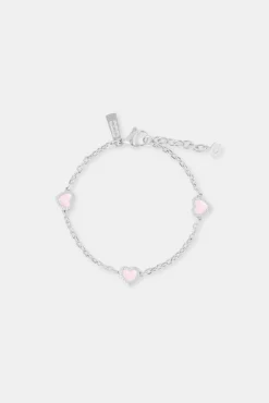 Women JWL-BRA Pink Enamel Heart Rolo Bracelet - 8mm