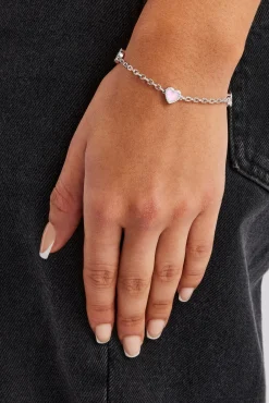Women JWL-BRA Pink Enamel Heart Rolo Bracelet - 8mm