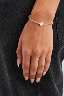 Women JWL-BRA Pink Enamel Motif Rolo Link Bracelet - 10mm