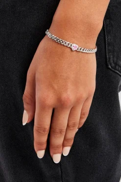 Women JWL-BRA Pink Heart Cuban Bracelet - 5mm