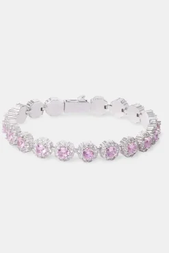 Women JWL-BRA Pink Iced Floral Tennis Bracelet