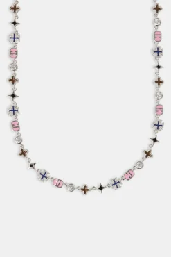 Women JWL-CHN Pink Mixed Motif Polished Chain - 8mm