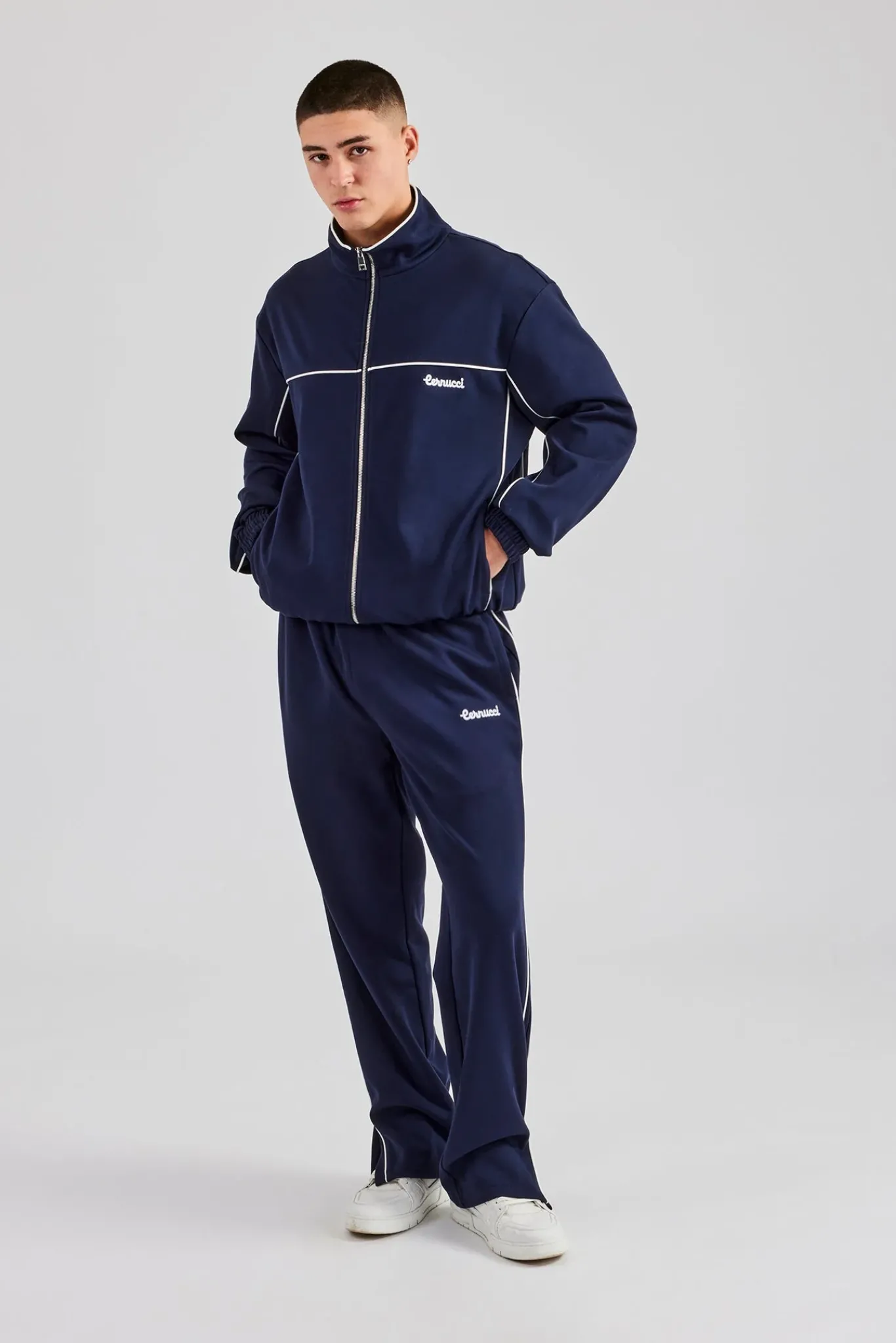 CLO-SET Piping Zip Through Tracksuit - Navy