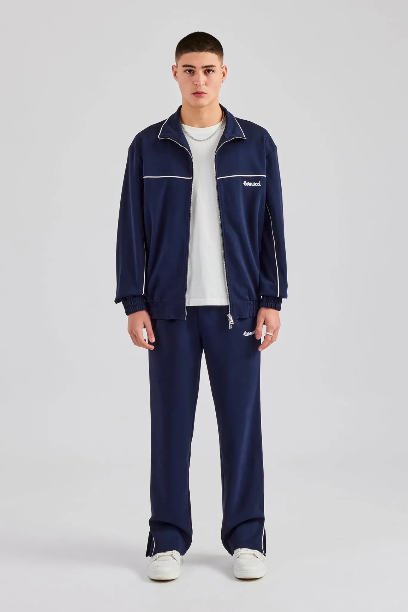 CLO-SET Piping Zip Through Tracksuit - Navy