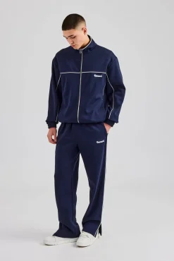 CLO-SET Piping Zip Through Tracksuit - Navy