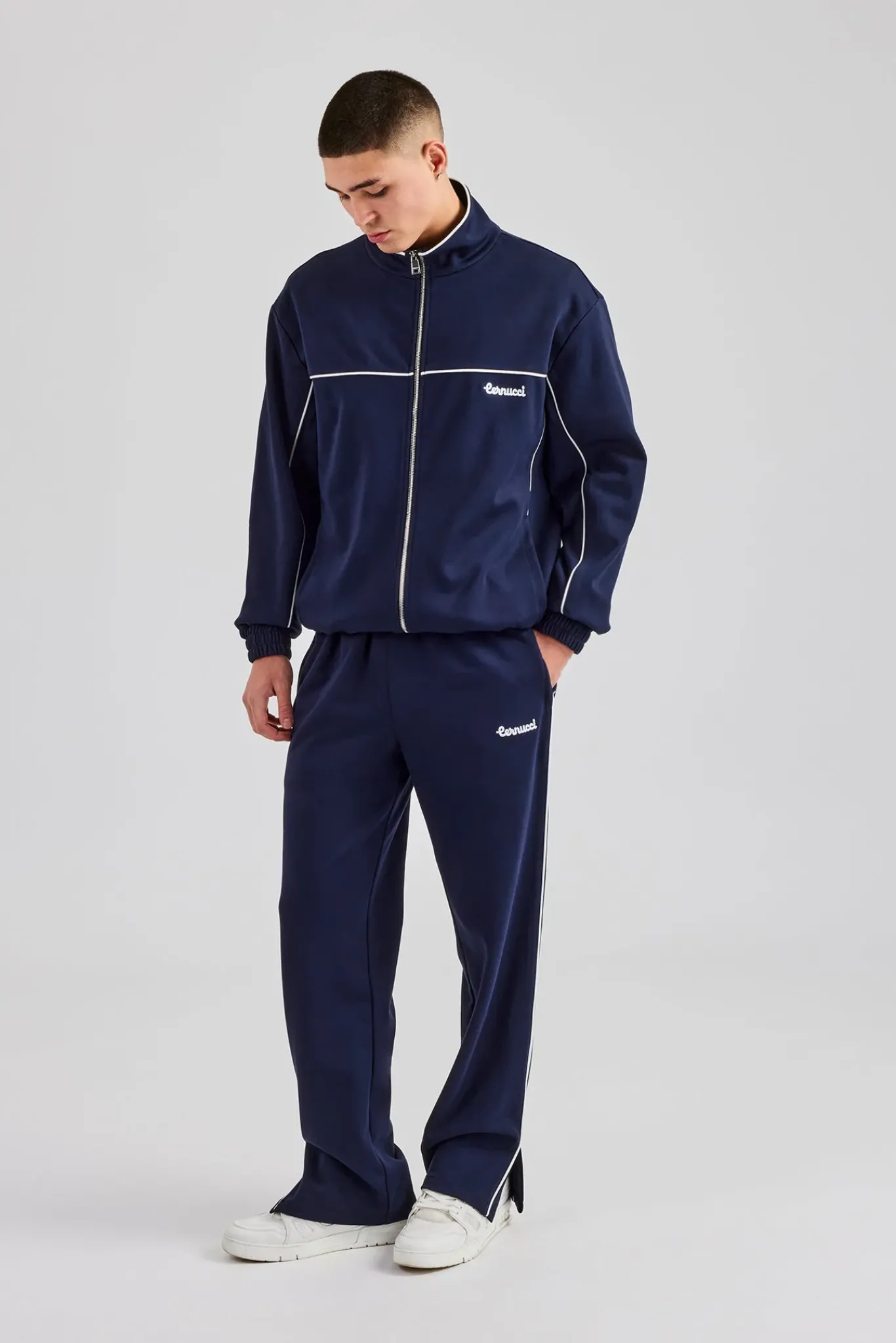 CLO-SET Piping Zip Through Tracksuit - Navy
