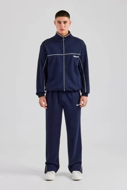 CLO-SET Piping Zip Through Tracksuit - Navy