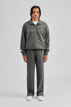 CLO-SET Piping Zip Through Tracksuit - Grey