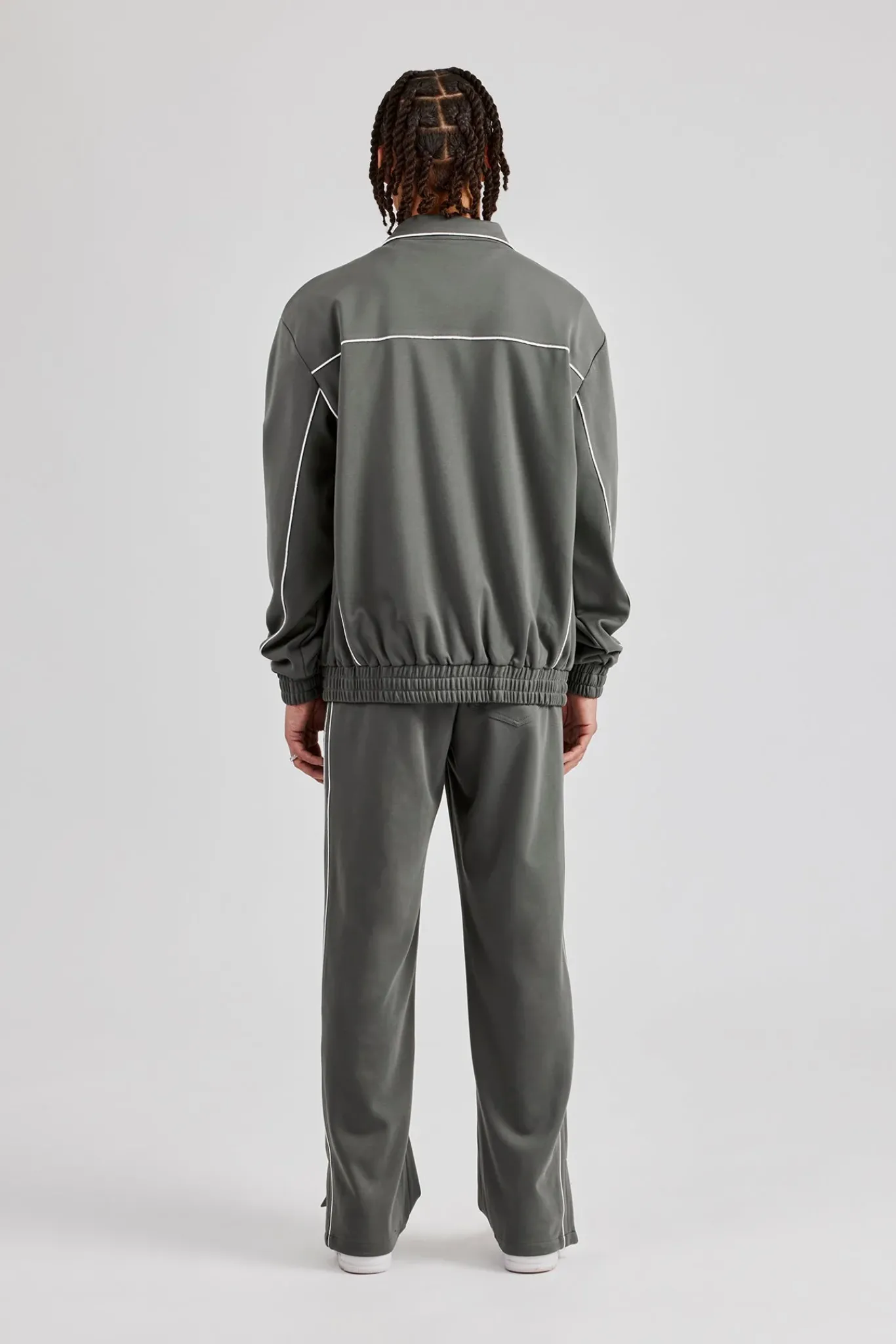 CLO-SET Piping Zip Through Tracksuit - Grey