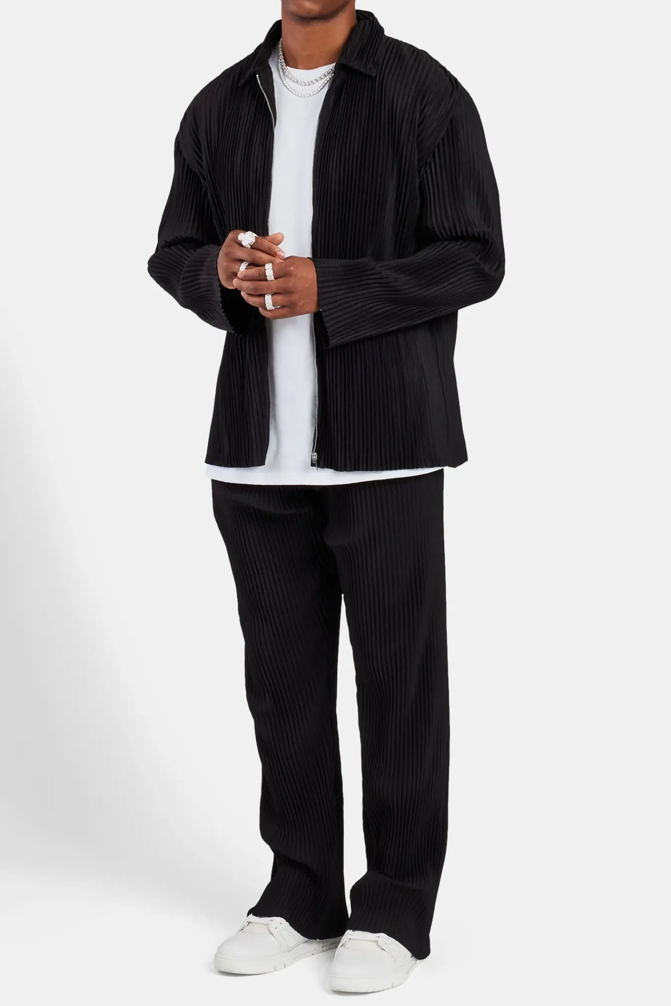 CLO-TOP-OUT Pleated Collared Jacket - Black