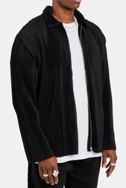 CLO-TOP-OUT Pleated Collared Jacket - Black
