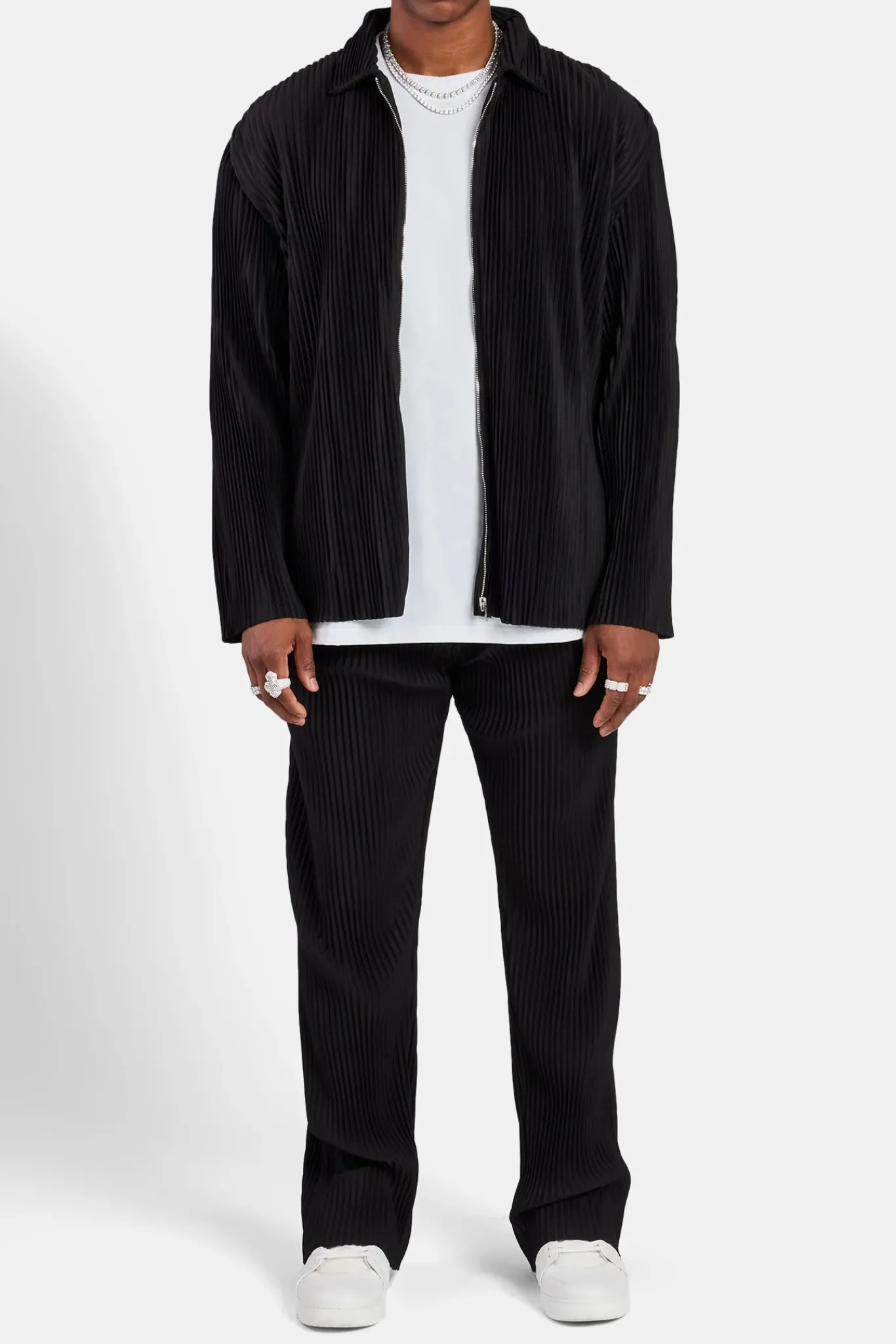 CLO-TOP-OUT Pleated Collared Jacket - Black
