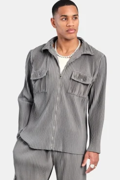 CLO-TOP-OUT Pleated Utility Jacket  - Dark Grey