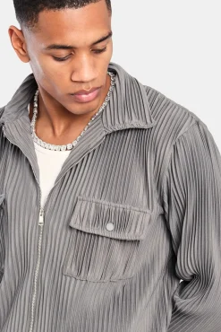 CLO-TOP-OUT Pleated Utility Jacket  - Dark Grey