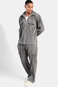 CLO-TOP-OUT Pleated Utility Jacket - Dark Grey