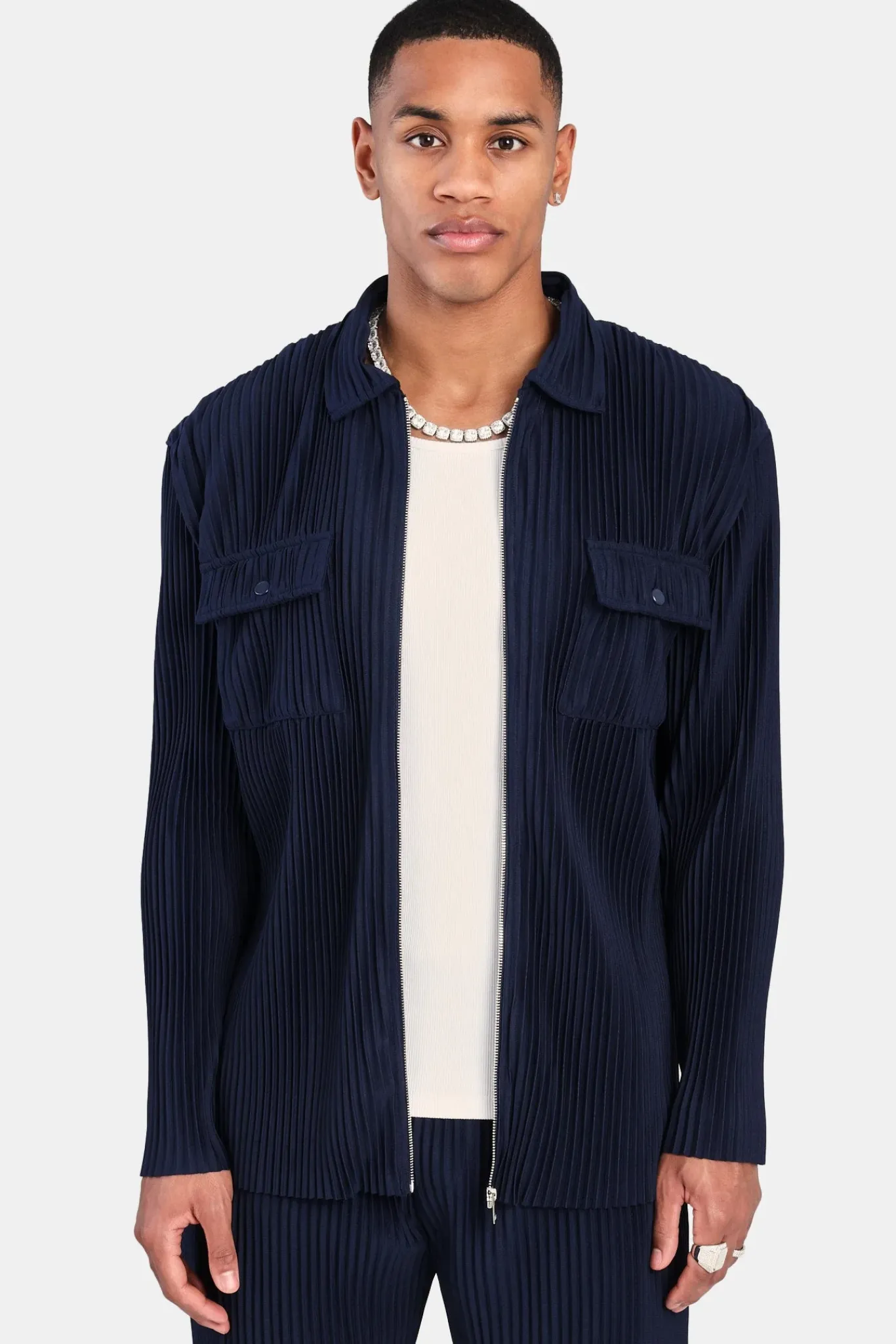 CLO-TOP-OUT Pleated Utility Jacket - Navy