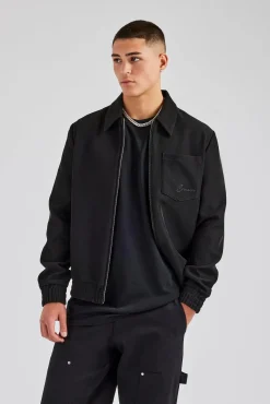 CLO-TOP-OUT Pocket Twill Harrington Jacket - Black