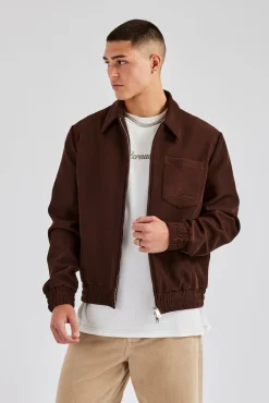 CLO-TOP-OUT Pocket Twill Harrington Jacket - Chocolate
