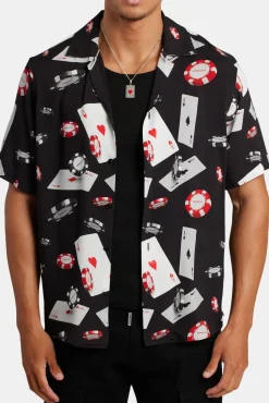 CLO-TOP-SHIR Poker Chip Print Shirt - Black