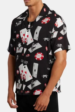 CLO-TOP-SHIR Poker Chip Print Shirt - Black