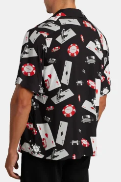 CLO-TOP-SHIR Poker Chip Print Shirt - Black