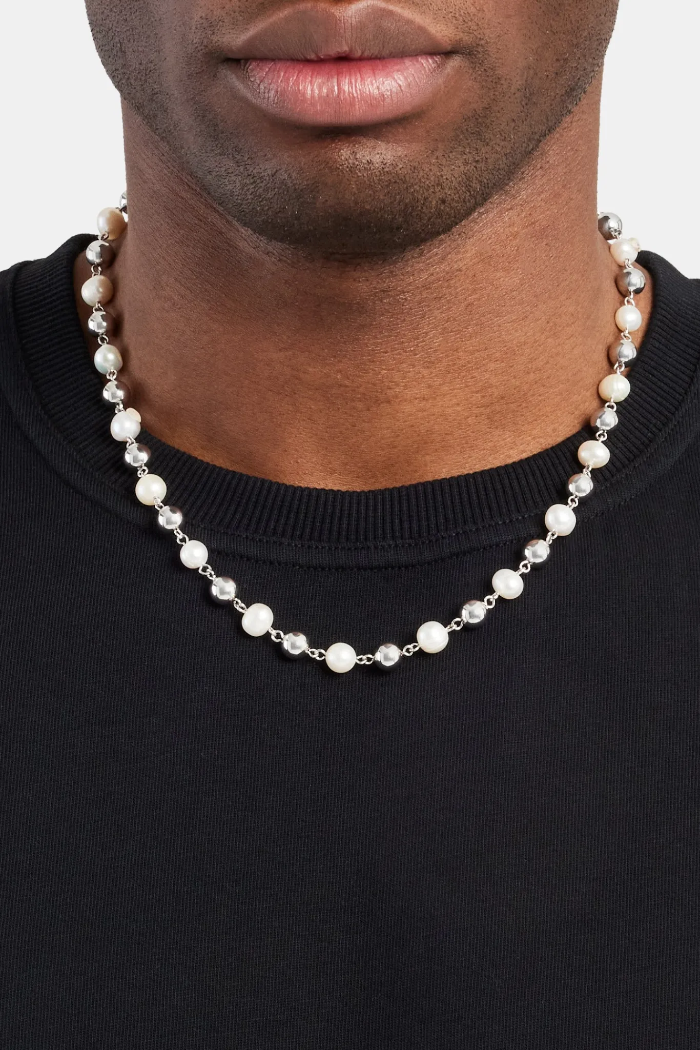 JWL-NECK-PRL Polished Ball & Freshwater Pearl Necklace