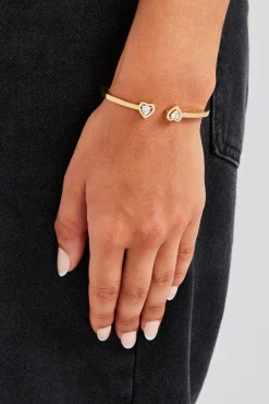 Women JWL-BRA Polished Cz Heart Bangle - 5mm