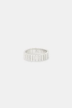 Women JWL-RNG Polished Iced Panelled Ring - 6mm