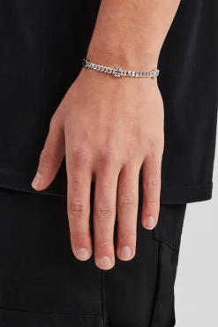 JWL-BRA Polished Motif & Outline Cuban Bracelet - 5mm
