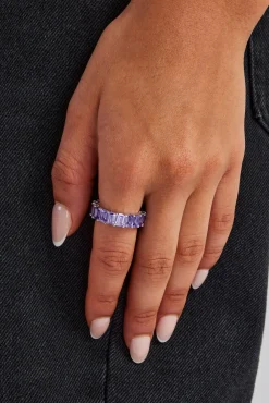 Women JWL-RNG Purple CZ Baguette Tennis Ring - 6mm
