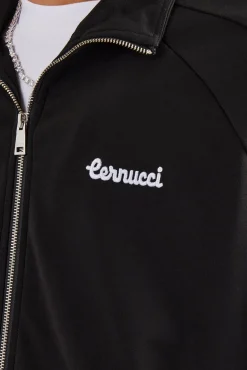 CLO-TOP-OUT Raglan Embroidered Track Jacket - Black