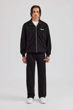 CLO-SET Raglan Track Jacket & Straight Leg Trouser Set - Black