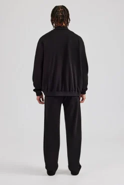 CLO-SET Raglan Track Jacket & Straight Leg Trouser Set - Black