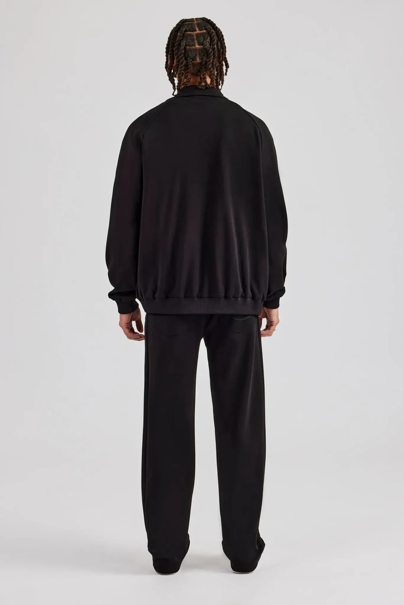 CLO-SET Raglan Track Jacket & Straight Leg Trouser Set - Black